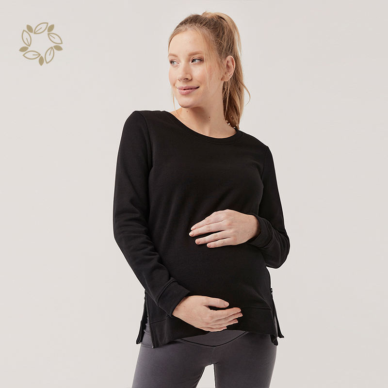 maternity zip sweatshirt organic cotton Maternity top bamboo terry maternity pullover eco friendly pregnant sweatshirts