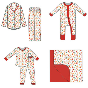 Organic cotton christmas pajamas for family customize family christmas outfit wholesale eco friendly family matching outfits