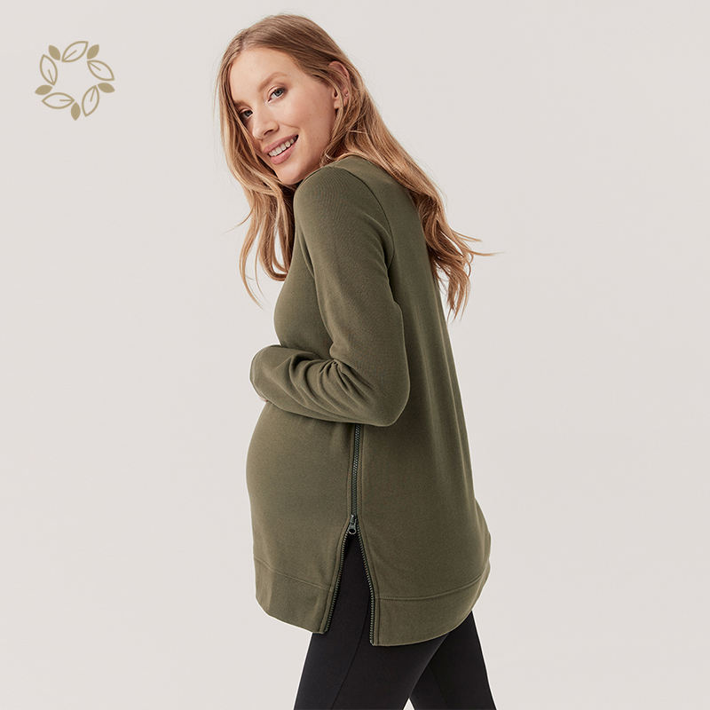 maternity zip sweatshirt organic cotton Maternity top bamboo terry maternity pullover eco friendly pregnant sweatshirts