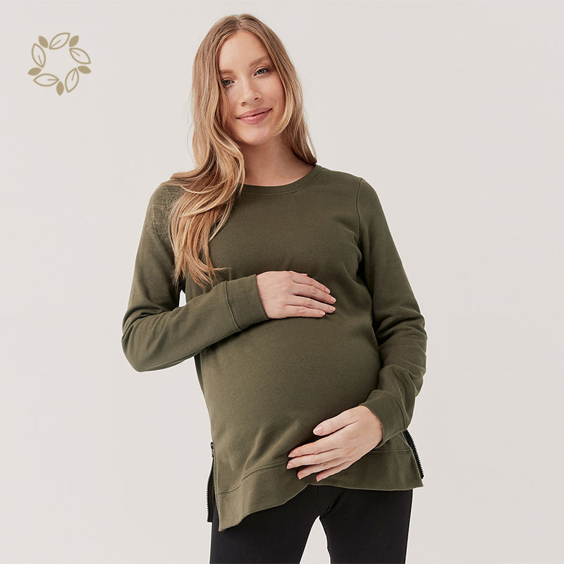 maternity zip sweatshirt organic cotton Maternity top bamboo terry maternity pullover eco friendly pregnant sweatshirts