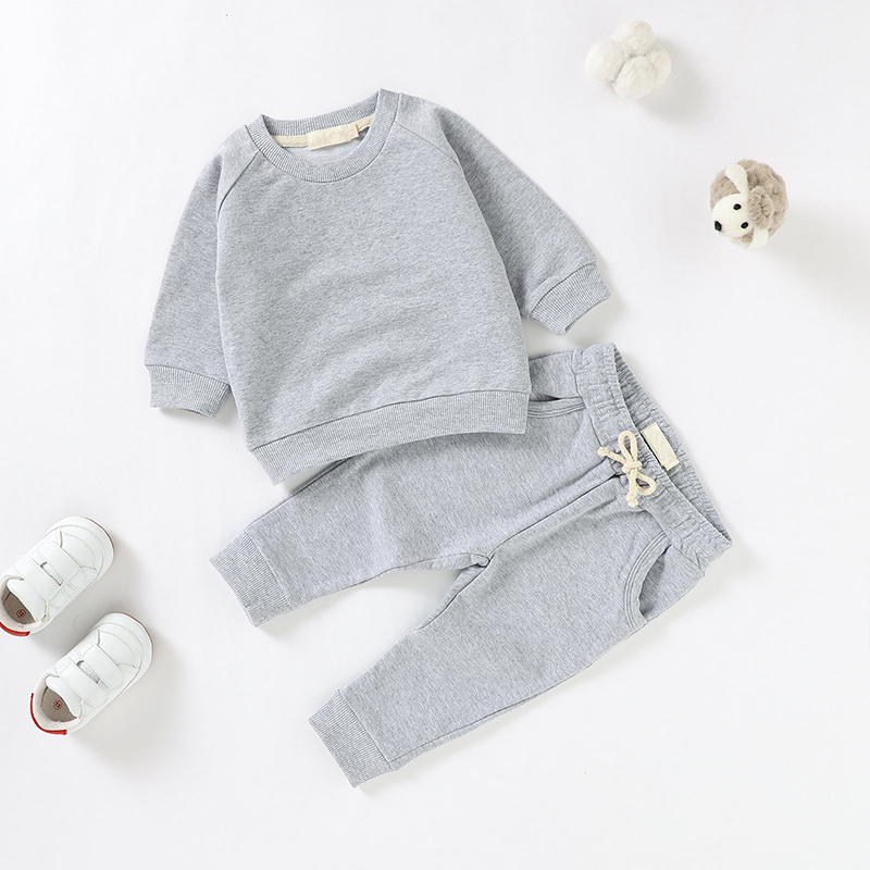 Organic cotton kids sweatsuits Sweatsuit kids long sleeve french terry set toddler sweatshirt and jogger set kids clothes sets