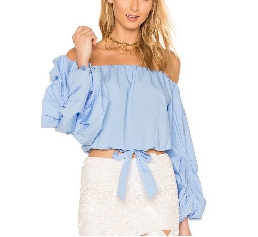 Korean Design Off shoulder White Crop Top Neat Short Bow Blouses Women Female Streetwear