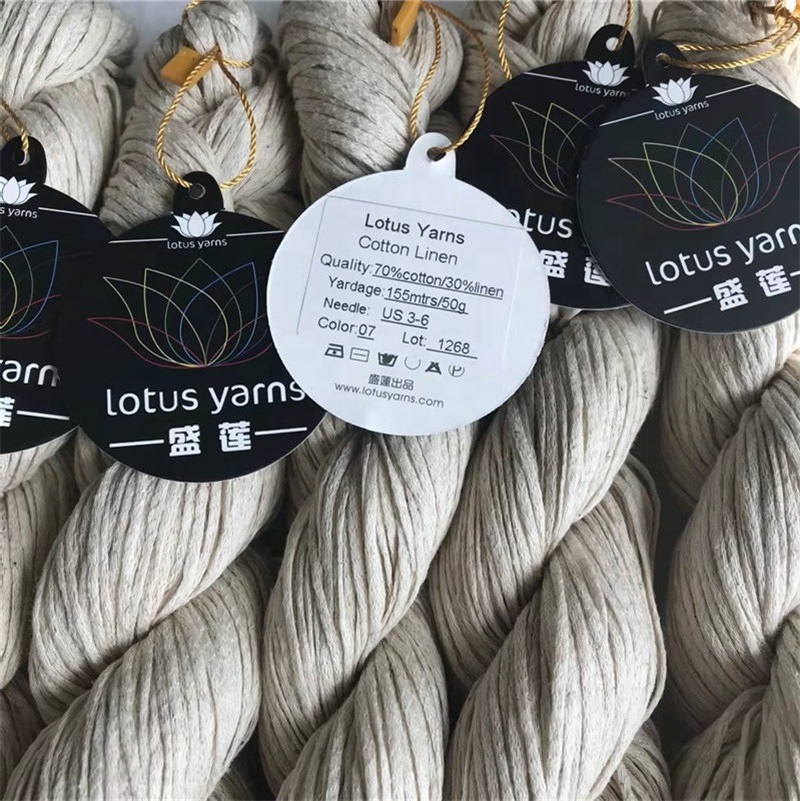 Lotus Yarn 70% Cotton 30% Linen 155m 50g Blended Colored Hand Knitting Ribbon Summer Yarn