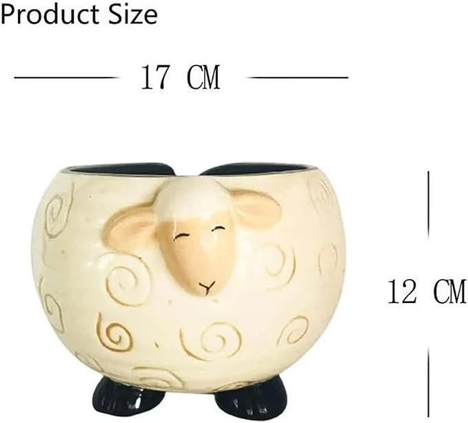 Lotus Ceramic Yarn Bowl,Cute Sheep Knitting Holder, Ball Storage,Crocheting Accessories