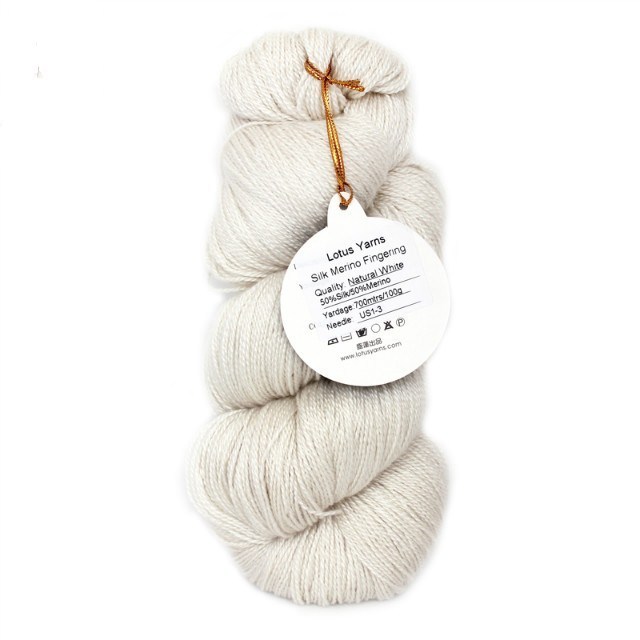 Wholesale Undyed Silk Merino Blended 2ply 700m/100g  Yarn For Hand Dye