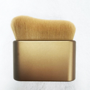 Wholesale Cosmetics Golden Private  Custom Logo Face Flat Head Makeup Single Kabuki Dense Tan Body Brush