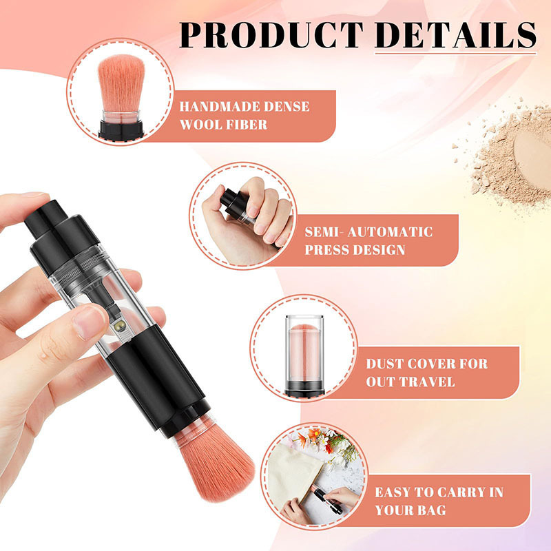 Refillable Powder Brush Reusable Travel Spray Applicator Brush with Refillable Loose Powder brush