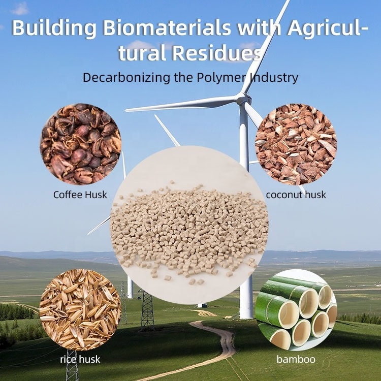 45 w,-% rice hull blended biopolymer compound pellet biodegradable injection molding plastic granules in saudi