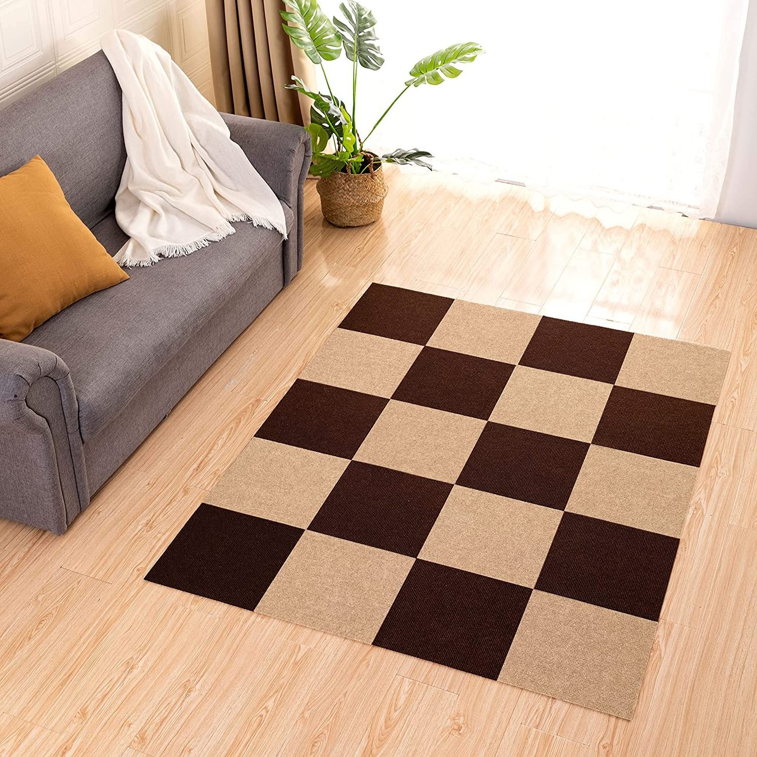 polyester  tile carpets chair mat  Self-Adhering Removable Washable Step Rugs Floor Protector Non-Slip Treads Mat for Pet