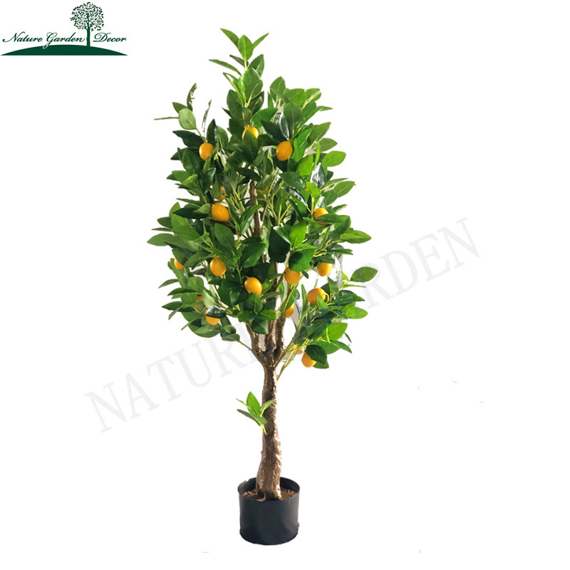 Newest 4ft Fake Lemon Bonsai Plant Department Livingroom Decoration Ornamental Artificial Fruit Trees