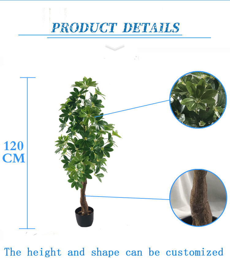 Modern Artificial Shrubs Umbrella Shaped Tree Ornamental Landscaping Plants Plastic Fake Schefflera