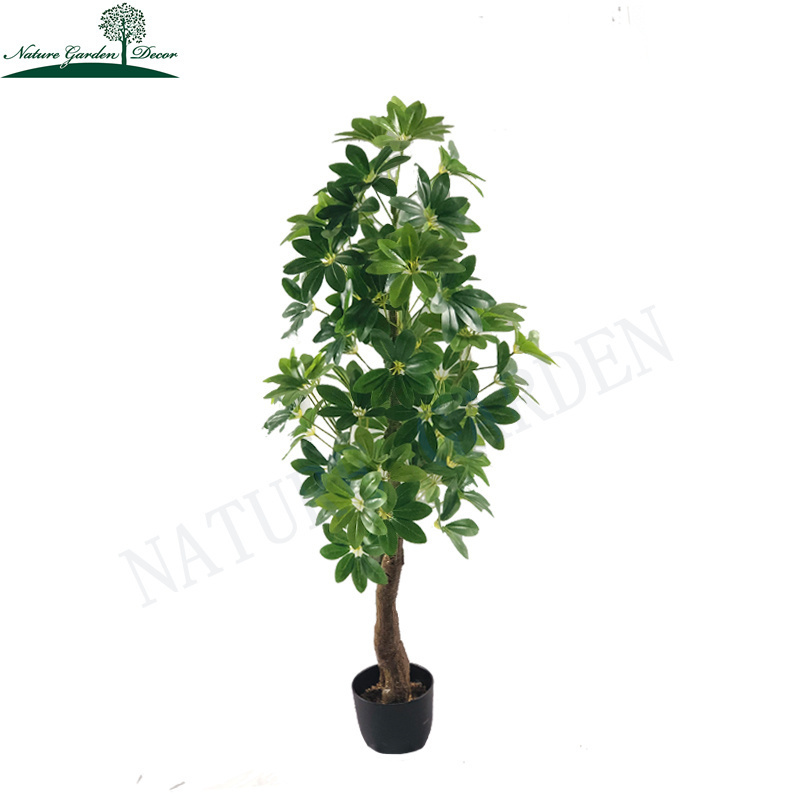 Modern Artificial Shrubs Umbrella Shaped Tree Ornamental Landscaping Plants Plastic Fake Schefflera