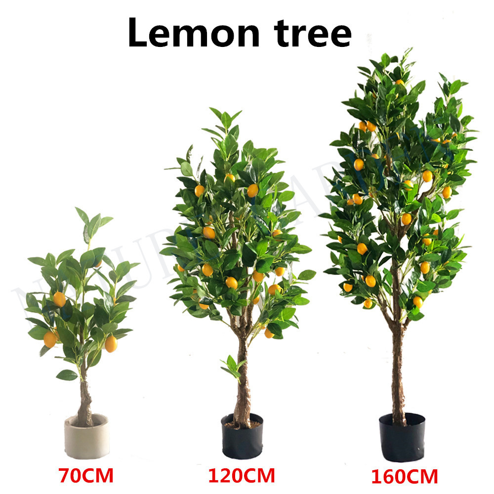 Newest 4ft Fake Lemon Bonsai Plant Department Livingroom Decoration Ornamental Artificial Fruit Trees