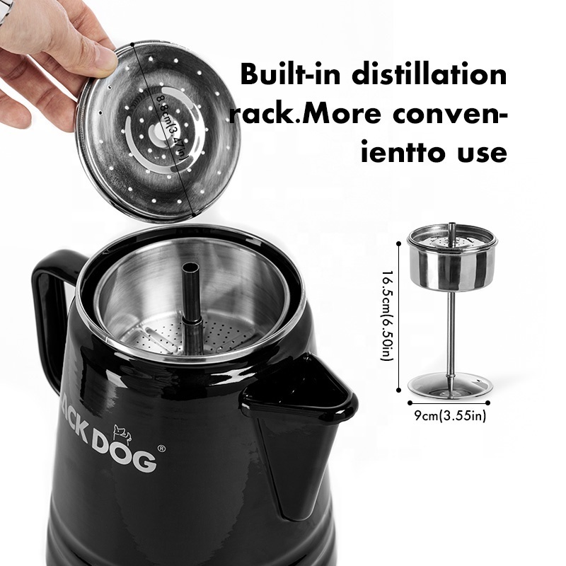 Blackdog coffee kettle outdoor camping picnic 2L black enamel coffee tea pot