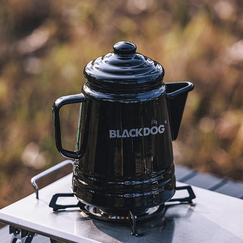 Blackdog coffee kettle outdoor camping picnic 2L black enamel coffee tea pot