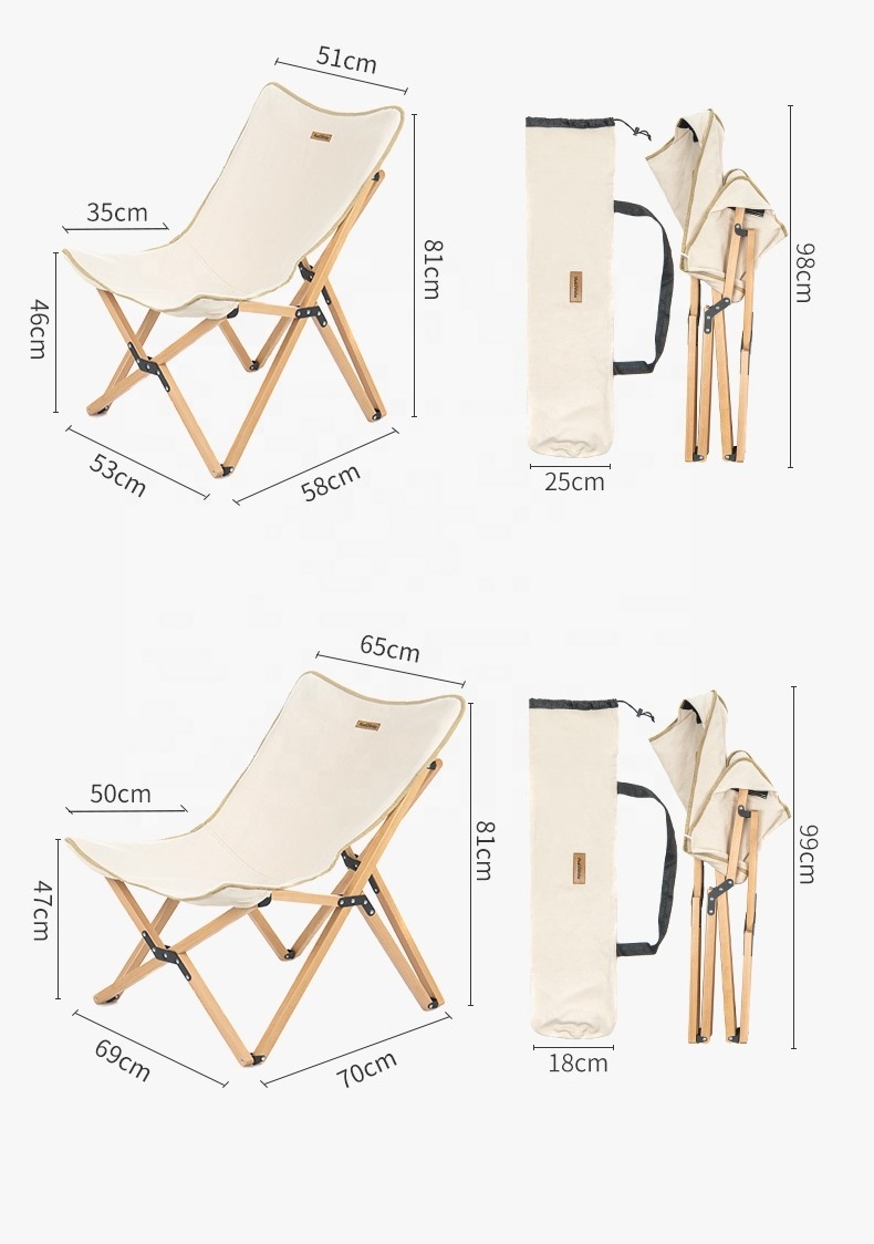 Naturehike outdoor furniture Portable canvas wood folding butterfly chair foldable camping chair