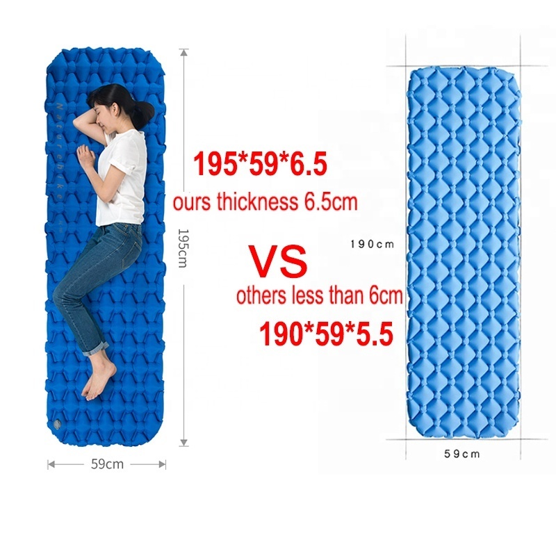 Naturehike OEM 195*59*6.5cm high Quality Nylon TPU Lightweight camping inflatable sleeping pad