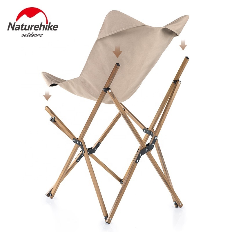 Naturehike MW01 outdoor furniture camping Wood grain aluminum butterfly chair folding moon chair