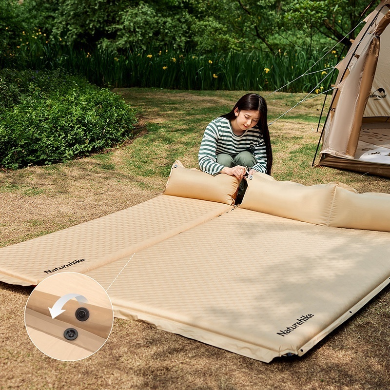 Naturehik outdoor tent self inflating sleeping pad Automatic Air Mattress cushion with pillow double air foam camping mat