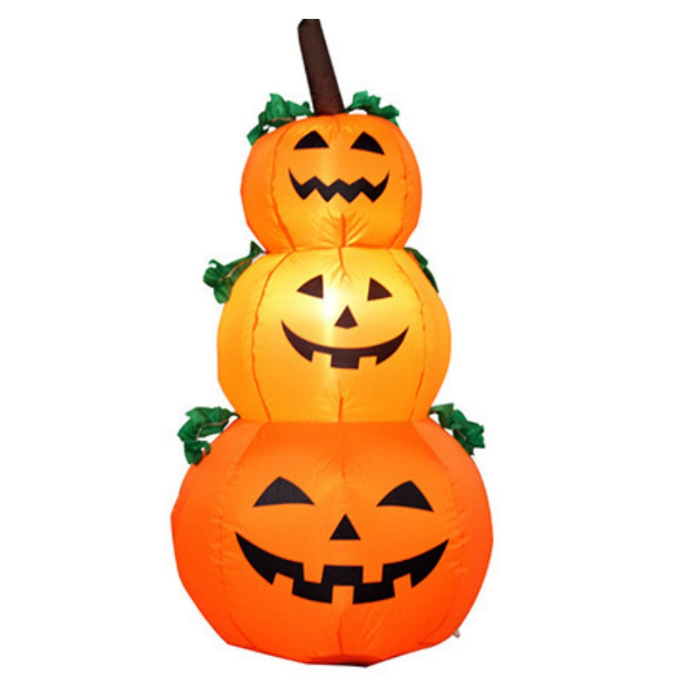 Giant Halloween Inflatables Pumpkin Halloween Ghost Holiday Yard Decoration with LED Light Sandbags Stakes Strings