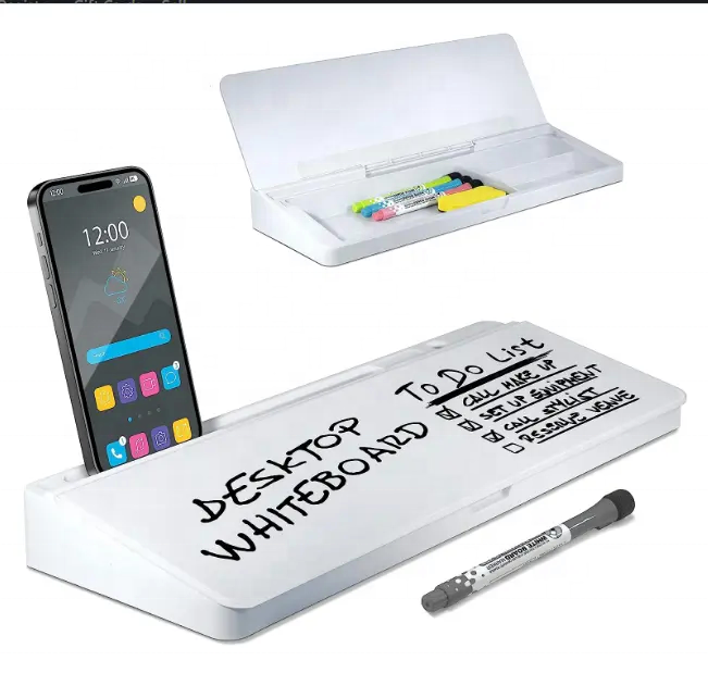 High Quality Reusable Surface Glass Writing Board Desktop Whiteboard with Storage for Office