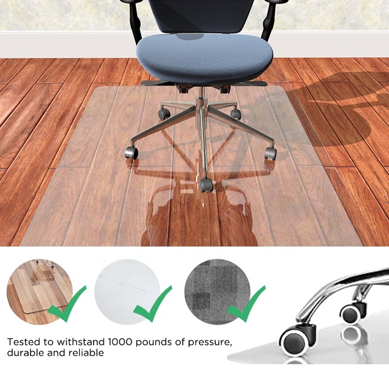 Wear Resistant Washable Clear Soft Glass Mat for Office Desk Chair High Pile Carpet Protector