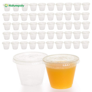 Wholesale Custom Logo 1 2 3.25 4 5 oz PLA Biodegradable Plastic Disposable Clear Portion Cups Salad Dressing Sauce Container