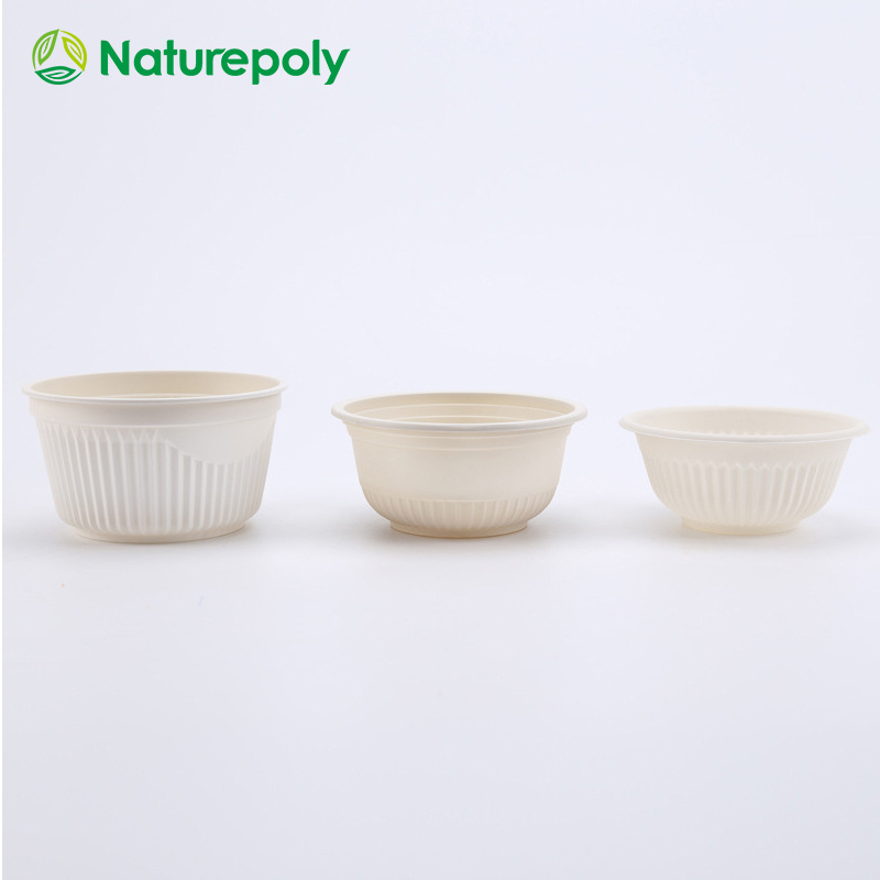 Custom 9 11 15 24 OZ CPLA Food Bowls Biodegradable Dinner Bowls for Noodles Compostable Disposable Plastic Salad Bowl with Lid compostable tableware