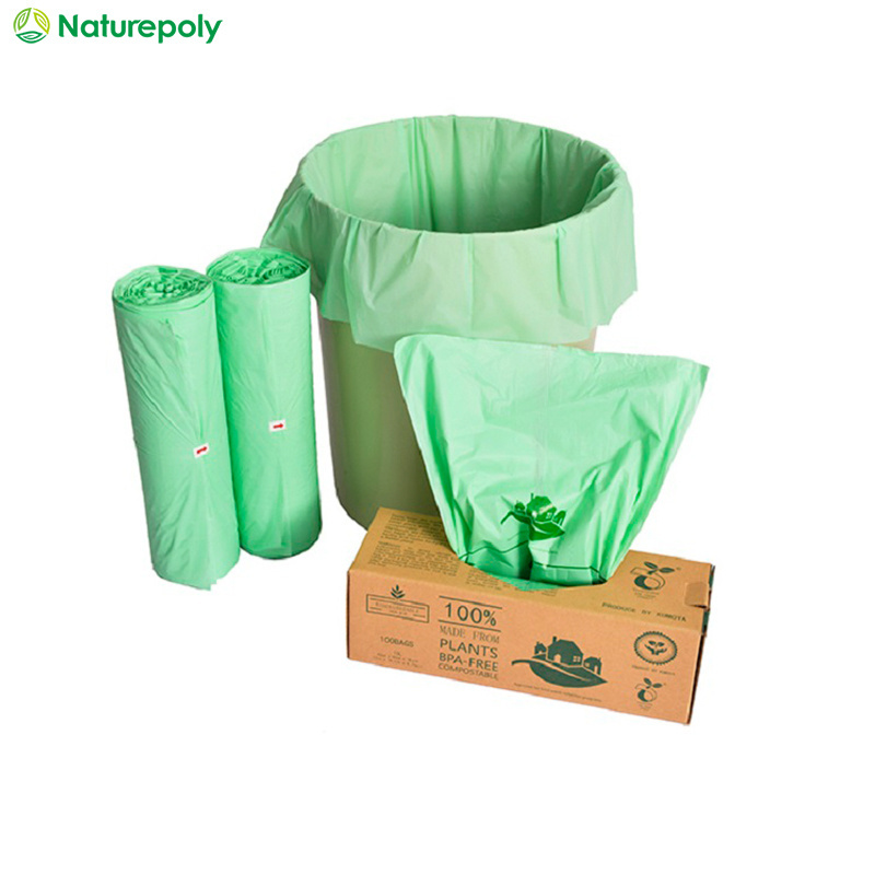 Custom Color Printed Eco Friendly 100% Flat Compostable Kitchen Trash Bags Biodegradable Garbage Bags For Food Waste