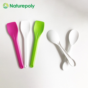 Custom Logo Mini Colorful Cornstarch CPLA PLA Cutlery Biodegradable Yogurt Spoon Eco-friendly Disposable Ice Cream Spoon Scoop