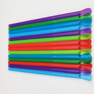 Customize Food Grade Eco-Friendly Colored Disposable Juice Pla Drinking Straw Biodegradable Plastic Spoon Straws