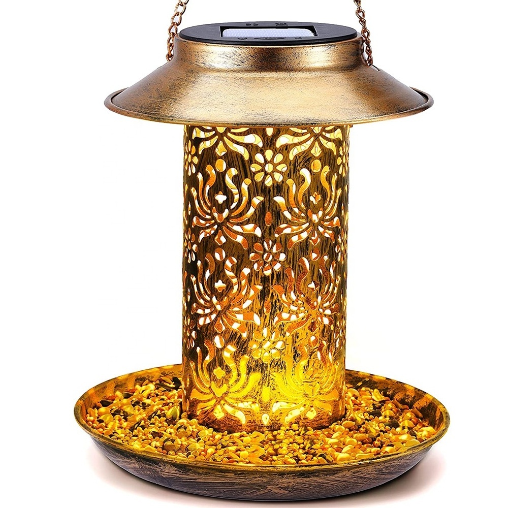 High quality Solar Landscape Light Bird Feeder Garden eco friendly Birds Feeder for outdoors hanging animal feeders