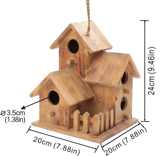 Customized Wholesale Gifts for bird lovers Chinese fir bird house outdoor hanging wooden bird house pet house