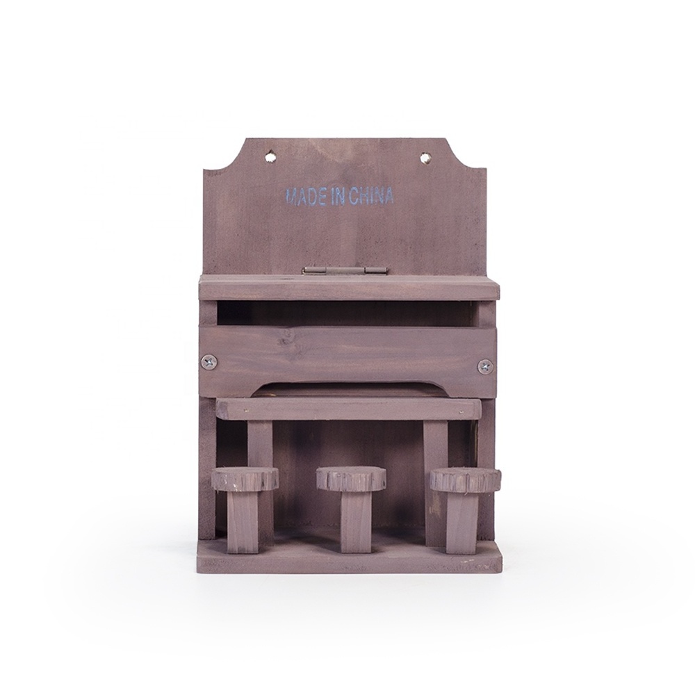 Wholesale Best price Wooden piano Squirrel Picnic Table Feeder with small stool Squirrel Feeder