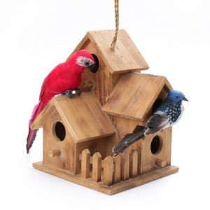 Customized Wholesale Gifts for bird lovers Chinese fir bird house outdoor hanging wooden bird house pet house