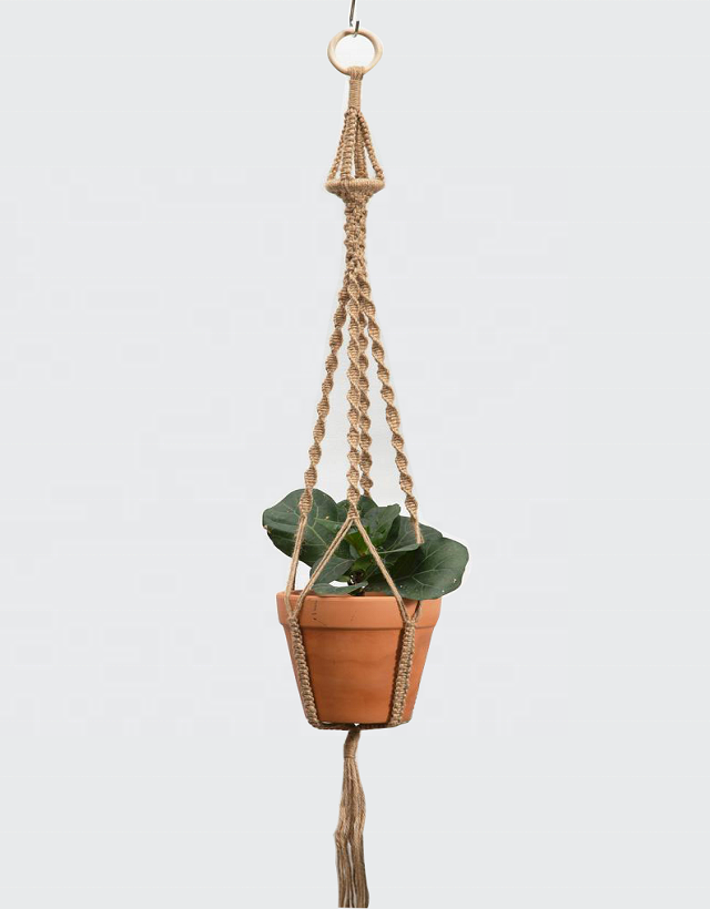 Fully Handmade Jute Rope Made Classic Pattern Pot Hanger For Garden Decoration