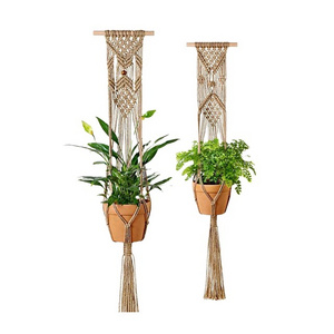 Eco-friendly Fully Handmade Classic Macrame Pattern Plant Hanger For Home Decoration