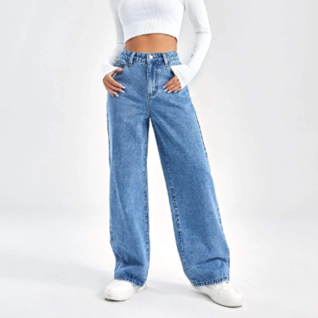 High Waist Women's Jeans Flare Wholesale Denim Bootcut Classic Pocket Design Zipper Baggy Jeans Loose Straight Boyfriend Jeans