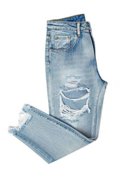 Hot Sale Jean Overalls Cotton Wash Skinny Straight Slim Fit Manufacture Custom Baggy Jeans Ripped  Mid Rise Sky Blue Men's Pants