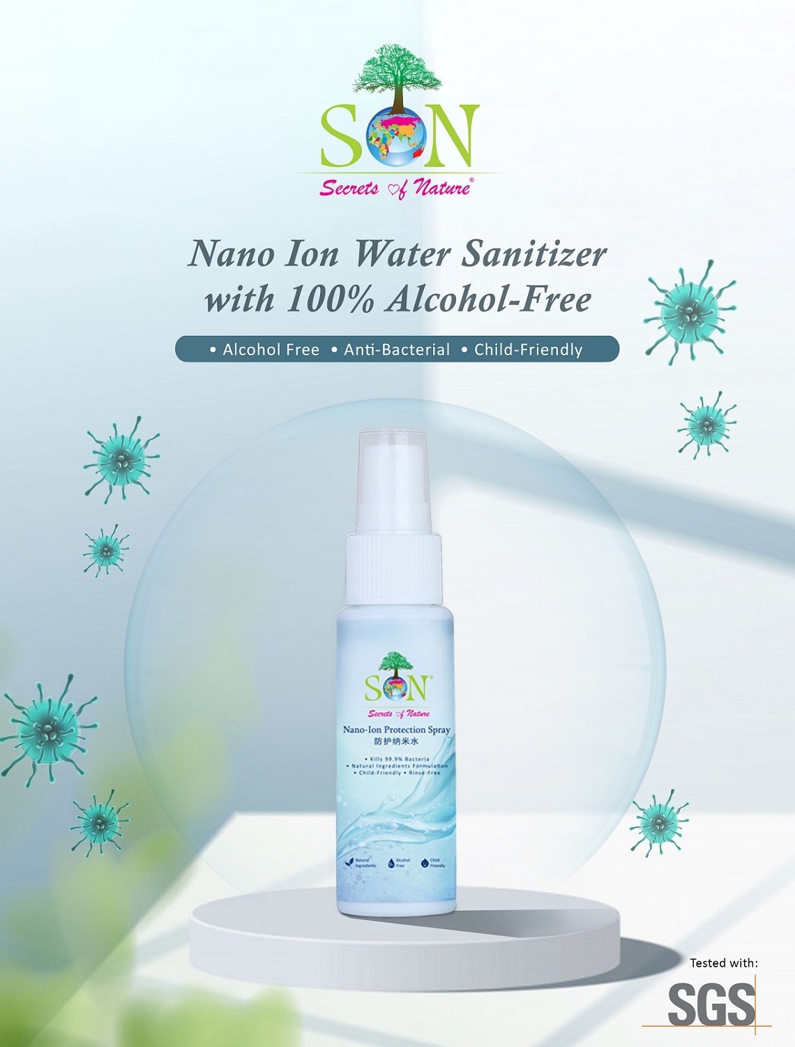 Nano Ion Water Spray 100% Non-Toxic Pure Ionized Water Spray on Air, Objects, Skin, Vegetables