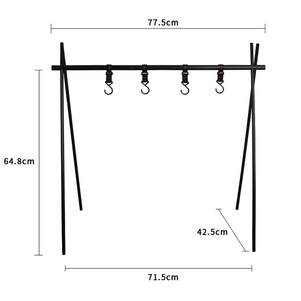 Camping Hanging Rack with Hook Cookware Storage Portable Outdoor Folding Shelf Drying Clothes Pot Roast Picnic BBQ Hanger