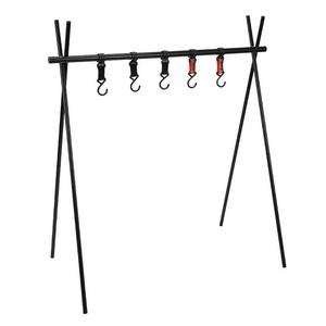 Camping Hanging Rack with Hook Cookware Storage Portable Outdoor Folding Shelf Drying Clothes Pot Roast Picnic BBQ Hanger