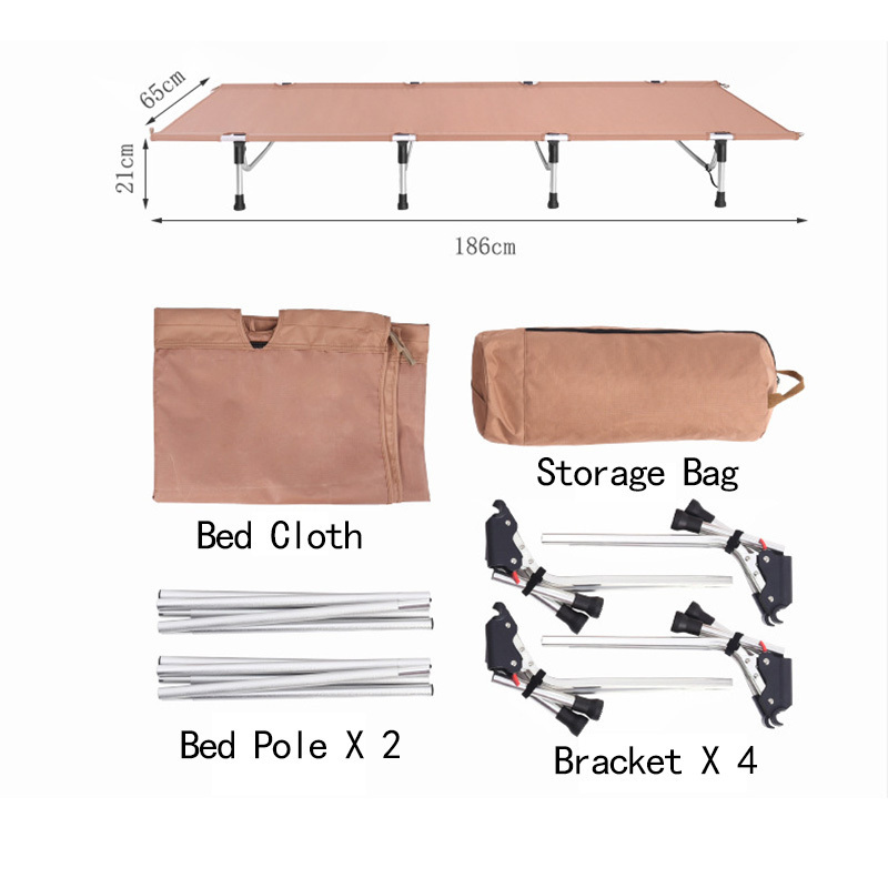 RTS Outdoor Portable Aluminum Oxford Lightweight Camping Bed Foldable Adjustable Folding Bed Cot For Adults