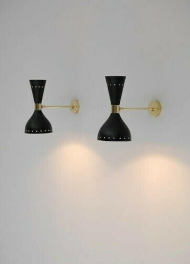 Mid Century Pure Brass and Metal Italian Wall Sconce Light Fixture