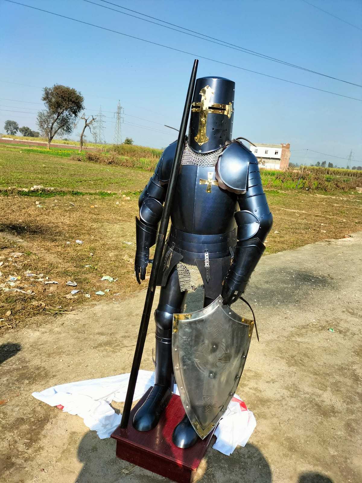 Medieval Knight Suit of Armor Steel Full Body Armour Suit Knight Templar Suit Decorative Armor Costume