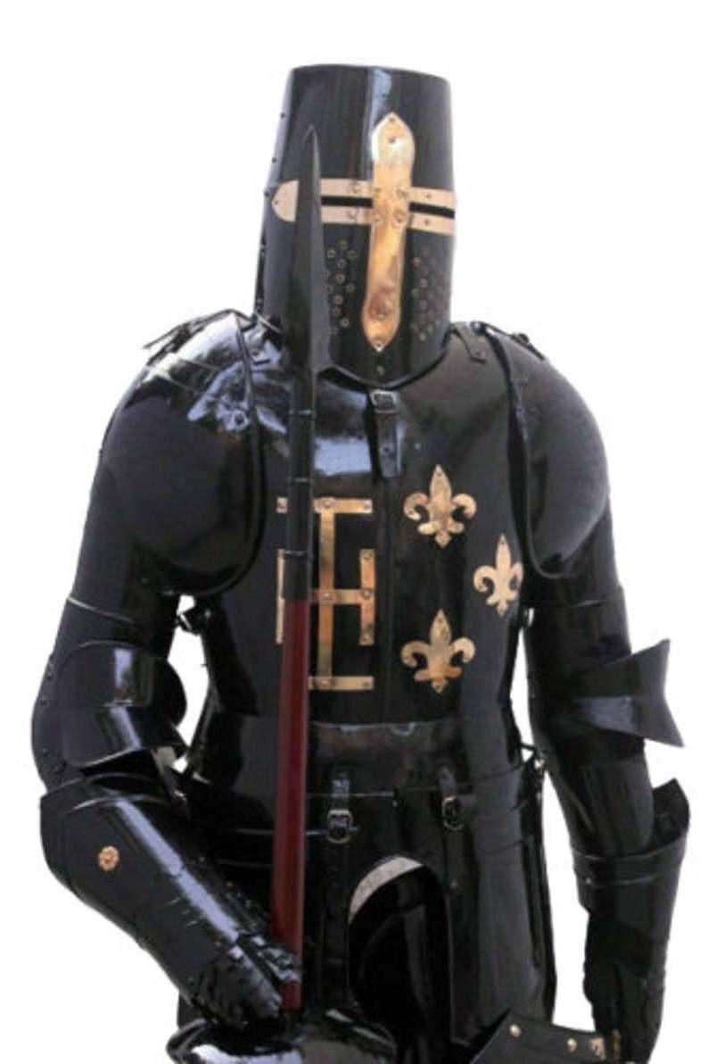 Medieval Knight Suit of Armor Steel Full Body Armour Suit Knight Black Templar Suit Decorative Armor Costume