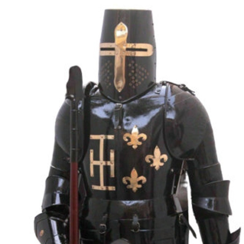 Medieval Knight Suit of Armor Steel Full Body Armour Suit Knight Black Templar Suit Decorative Armor Costume