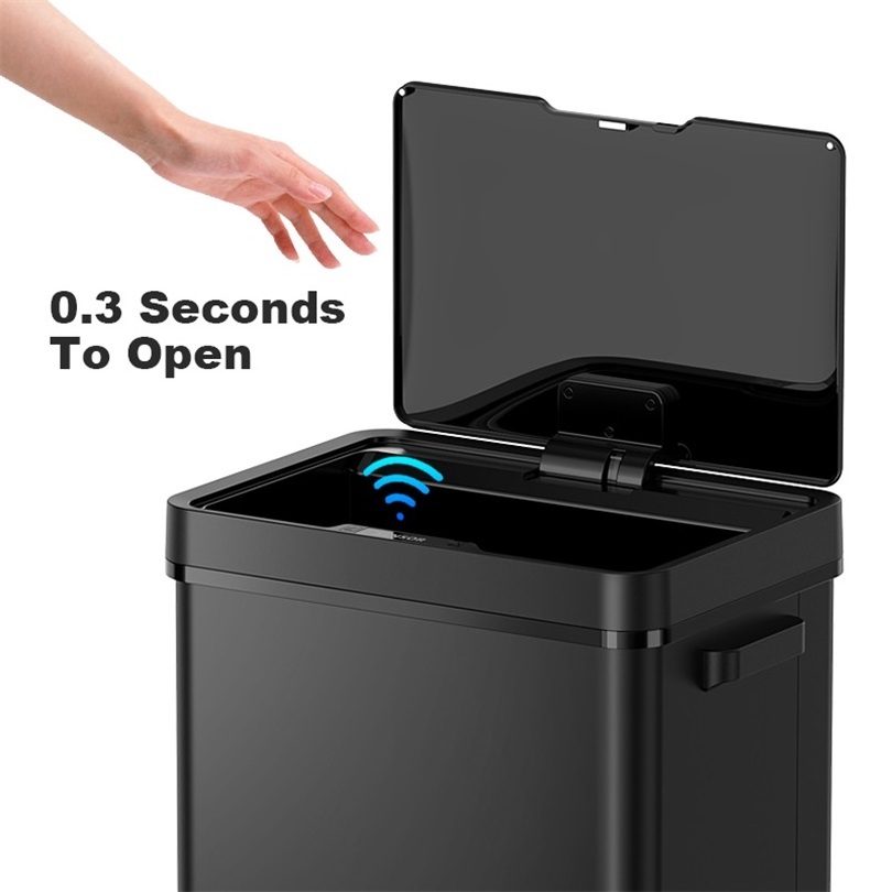 50L Sorting Touchless Dual compartments Kitchen Smart Recycling trash can rollers