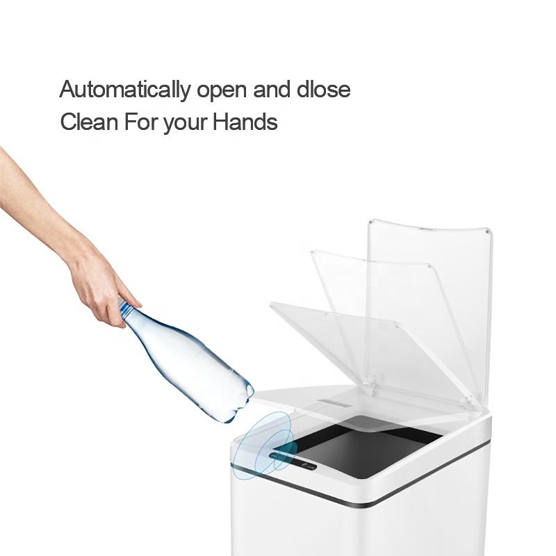 50L Big Intelligent Automatic Sensor Dust bin Trash Can Induction Garbage Waste Bin 13 Gallon Slide Open Touchless Hotel Kitchen