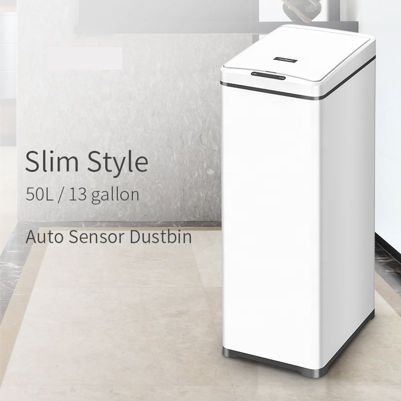 50L Big Intelligent Automatic Sensor Dust bin Trash Can Induction Garbage Waste Bin 13 Gallon Slide Open Touchless Hotel Kitchen